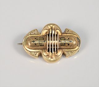 14K gold Victorian brooch with some enameling, lg. 1 1/4", 5 gr.