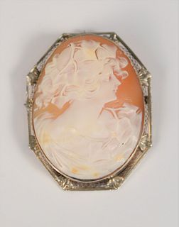 Shell cameo in 14K gold frame, ht. 2".