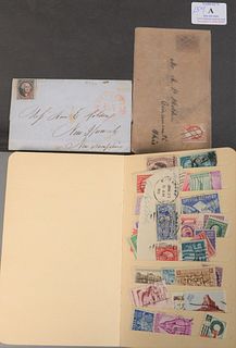 Two letters with stamps along with a small stamp book with stamps. Provenance: Estate of Dr. Thomas & Alice Kugelman, Bloomfield, Connecticut. 