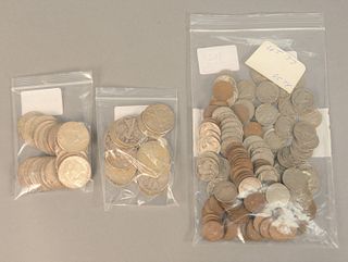 Eighty-five Lincolns, 1909 and up, some semi keys, sixty-seven Liberty V nickels, buffalo and Jefferson nickels. Provenance: The Vincent Family Collec