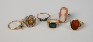 Six gold rings, 10K and 14K, some with stones, 20.7 gr.