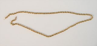 14K gold rope necklace, lg. 18 1/2", 24.4 grams.