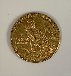 1925 Indian 2 1/2 dollar gold coin.
