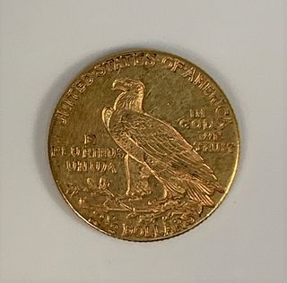 1915 Indian 2 1/2 dollar coin.