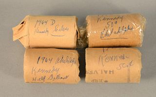 Coin lot to include, 4 rolls 1964 half dollars, uncirculated.