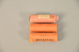 Coin lot to include, $30 face 3 rolls uncirculated Washington quarters 90%, 1960, 1961, 1963.