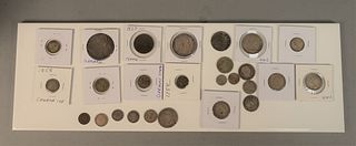 Great Britain 8 coin lot silver circulated to uncirculated 1820 and up along with mixed lot of silver foreign coins 1754 and up plus 1 copper token.