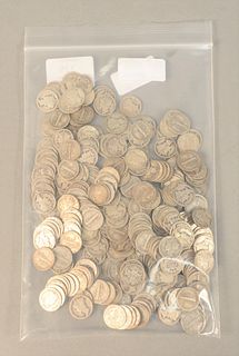 Coin lot to include, $32.20 90% face lot of Mercury dimes and some Barber dimes, many early dated Mercury's.