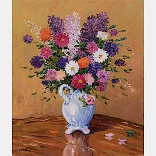 Laurent Vialet (b. 1967) Bouquet de Fleurs Alstoemeria Oil on canvas