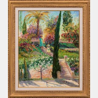 Elayne Addari (b. 1936) A Jardin a Cannes Oil on canvas
