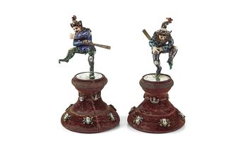 A pair of Viennese Silver, Enamel Court Jesters