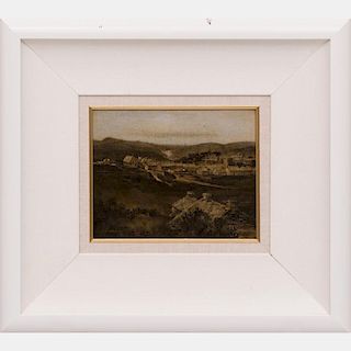 John Henry Twachtman (1853-1902) Village Landscape Oil on board