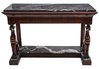 A GOOD 19TH C. NEOCLASSICAL CONSOLE WITH LARGE WHIPPETS