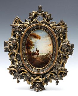 A FINELY FRAMED 19TH C. EGLOMISE PAINTING OF NAPOLEON