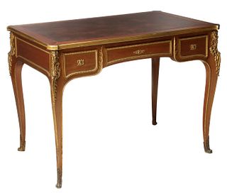 A FINE QUALITY FRENCH DESK WITH ORMOLU BACCHUS MOUNTS