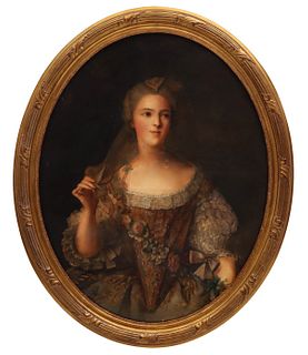 AN 18TH CENTURY FRENCH SCHOOL OIL ON CANVAS PORTRAIT