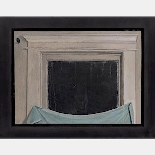 Matt Klos (20th Century) Blue Curtain Oil on panel