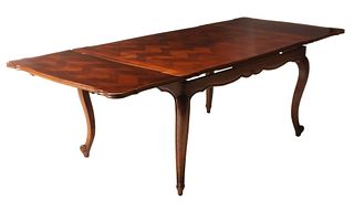 AN EARLY 20TH CENTURY FRENCH PARQUETRY TOP TABLE