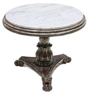 A LATE 20TH CENTURY MARBLE TOP CENTER TABLE