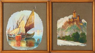 EARLY 20C. OIL ON BOARD PAINTINGS SIGNED 'VASCONCELLOS'