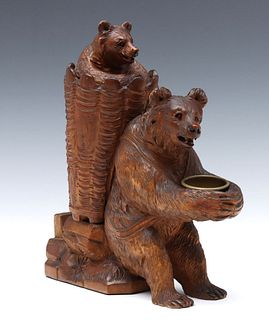 A GOOD EARLY 20TH C. BLACK FOREST BEAR GROUP FOR CIGARS