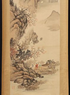 A CHINESE WATERCOLOR MOUNTED AS SCROLL BY HUANG SHI