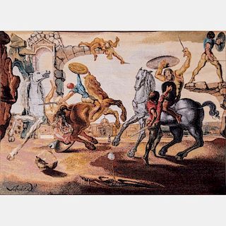 Salvador Dali (1904-1989) Battle Around a Dandelion, 1988 Jacquard woven tapestry