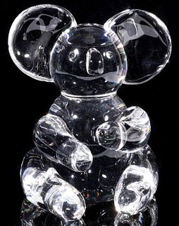 A STEUBEN ART GLASS CRYSTAL KOALA BEAR FIGURE