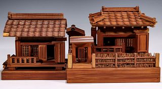 TWO INTRICATE AND DETAILED JAPANESE MINKA MODELS
