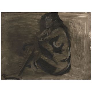 JOSÉ CLEMENTE OROZCO, Desnudo en verdes, Unsigned, Tempera on cardboard, 19.6 x 26.7" (50 x 68 cm)