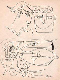 Figure & Heads, Ink on paper John Ulbricht 1940,s