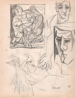 Figures & Birds Graphite John Ulbricht 1940's