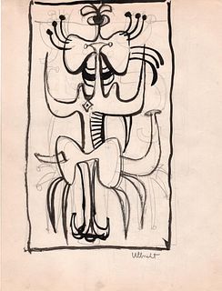 Abstract Figure, Ink on paper, John Ulbricht, 1940's