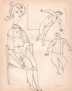 Figures, Ink on Paper, John Ulbricht  1940's