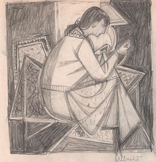 Seated Woman, Graphite/Paper, John Ulbricht, 1940's