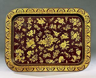 Regency Papier Mache Tray on a simulated bamboo base, courtesy of Charlecote Antiques