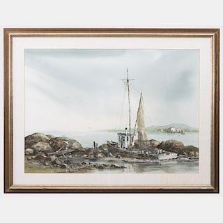 Fred Leach (1924-2006) Coastal Scene Watercolor