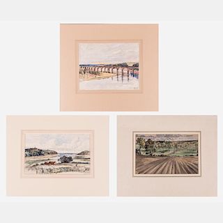A Group of Three English Watercolor Landscapes by Various Artists, 19th/20th Century.