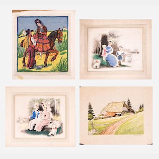 A Group of Four Colored Prints by Various Artists, 19th/20th Century.