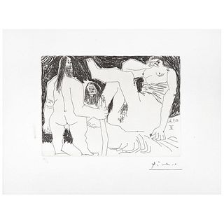 PABLO PICASSO (Málaga, España, 1881 - Moulins, Francia, 1973) Femme nue et Deux Hommes. Grabado al aguafuerte 28/50.