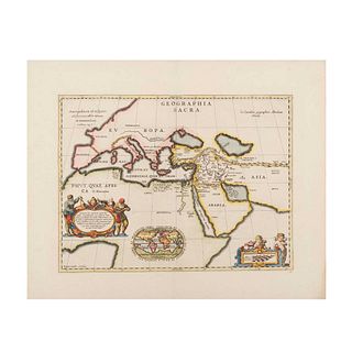 Ortelius, Abraham. Geographia Sacra. La Haye: Chez Pierre de Hondt, 1741. Mapa grabado coloreado, 36 x 48 cm.