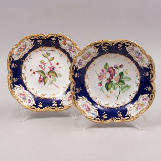 Par de platos decorativos. Origen europeo. Siglo XX. Elaborados en porcelana tipo Meissen.