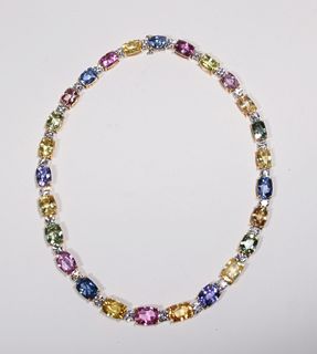 Bayco Multi-Colored Sapphire & Diamond Necklace