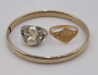 Blister Pearl Ring, 14K Ring, and Child's Bangle