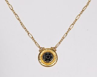 Gurhan Framed Black Diamond Pave Disc Necklace