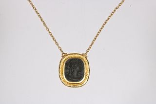 Gurhan Framed Lava Stone Style "Cameo" Necklace