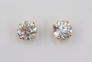 Pair of Old European Cut Diamond Stud Earrings