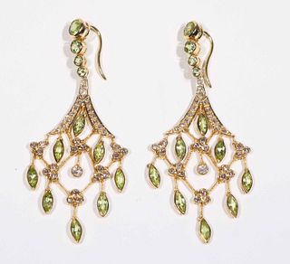 Pair of Peridot & Diamond Chandelier Earrings