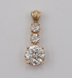 Three Old European Cut Diamond Drop Pendant