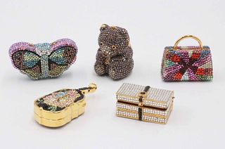 Four Judith Leiber Crystal Pillboxes 